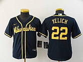 Youth Brewers 22 Christian Yelich Navy Nike 2020 Cool Base Jersey,baseball caps,new era cap wholesale,wholesale hats